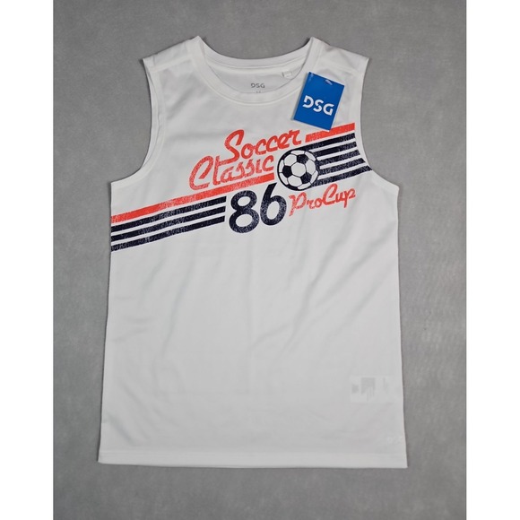 DSG Other - DSG Boys White Soccer Classic Graphic Performance Tank Top Size Medium NWT